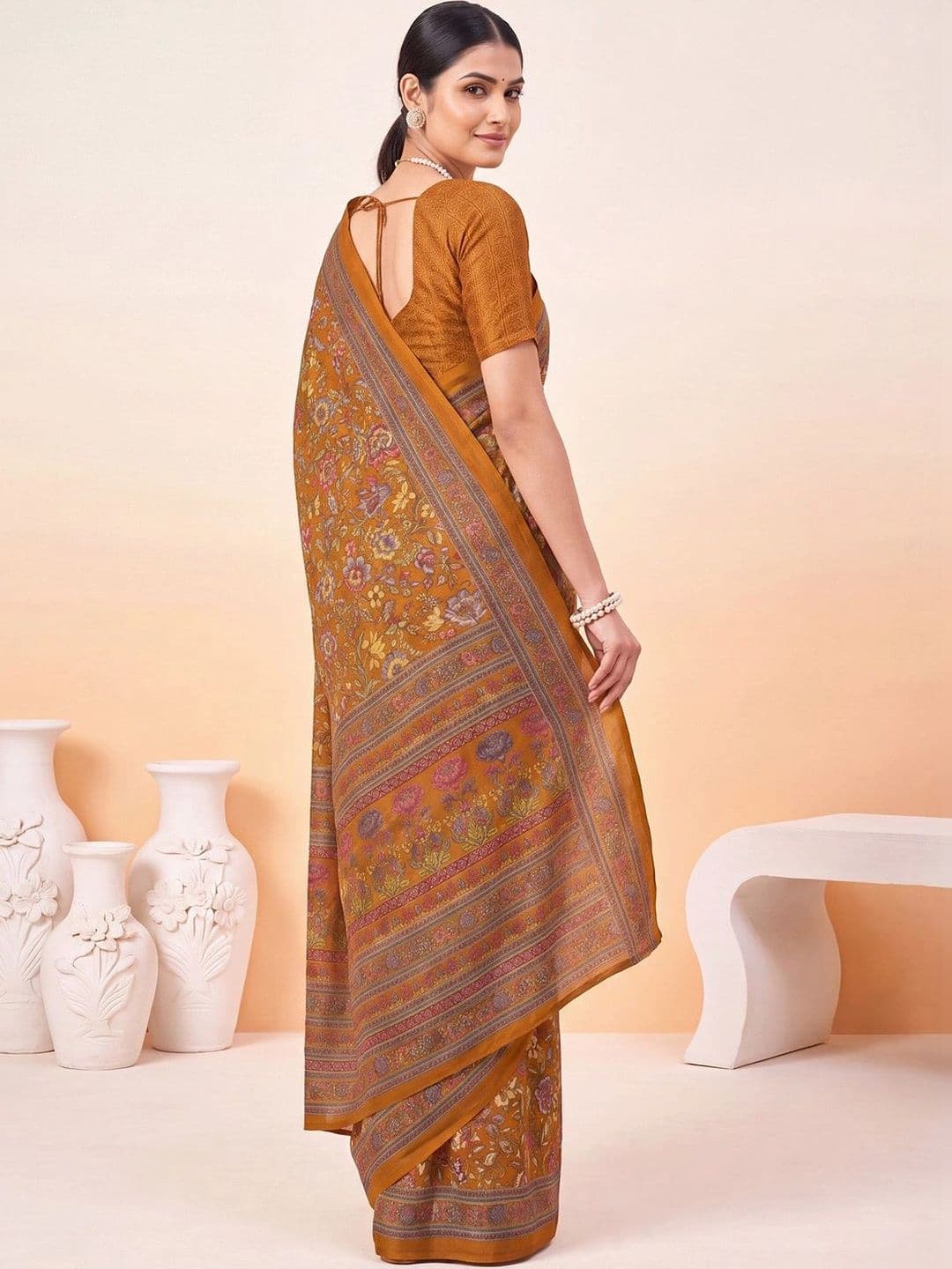 Anouk Floral Poly Crepe Designer Saree thumbnail 4