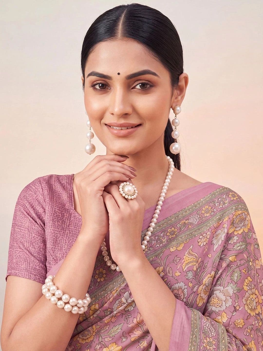 Anouk Floral Poly Crepe Designer Saree thumbnail 6
