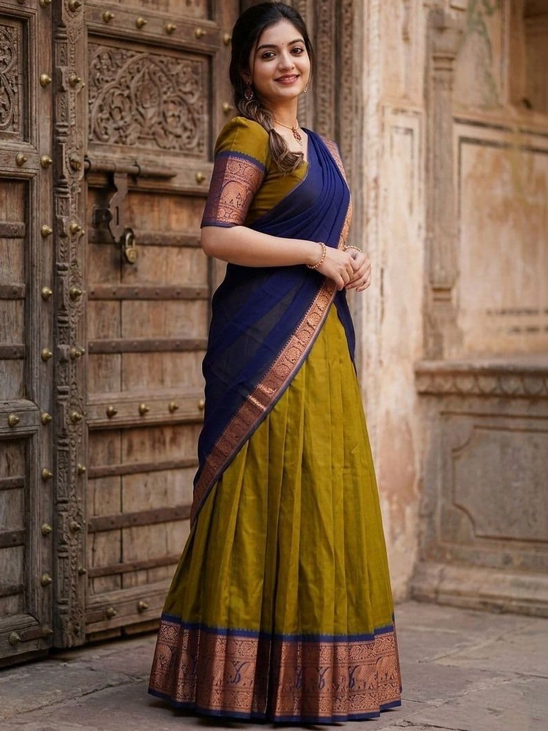 HERE&NOW Unstitched Lehenga & Blouse With Dupatta thumbnail 5