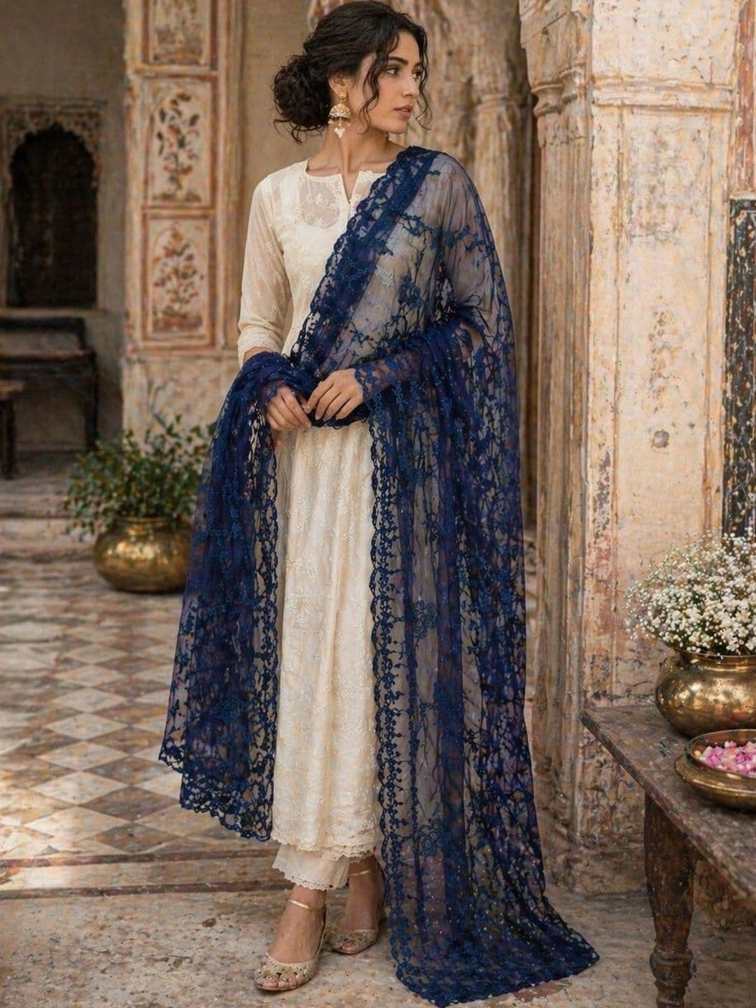 STUTI FASHION Embroidered Dupatta with Thread Work - view 1