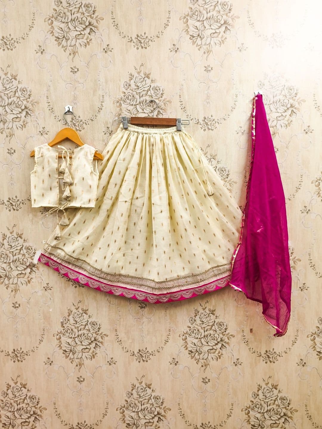 KALINI Girls Embroidered Thread Work Ready to Wear Lehenga & Blouse With Dupatta thumbnail 5