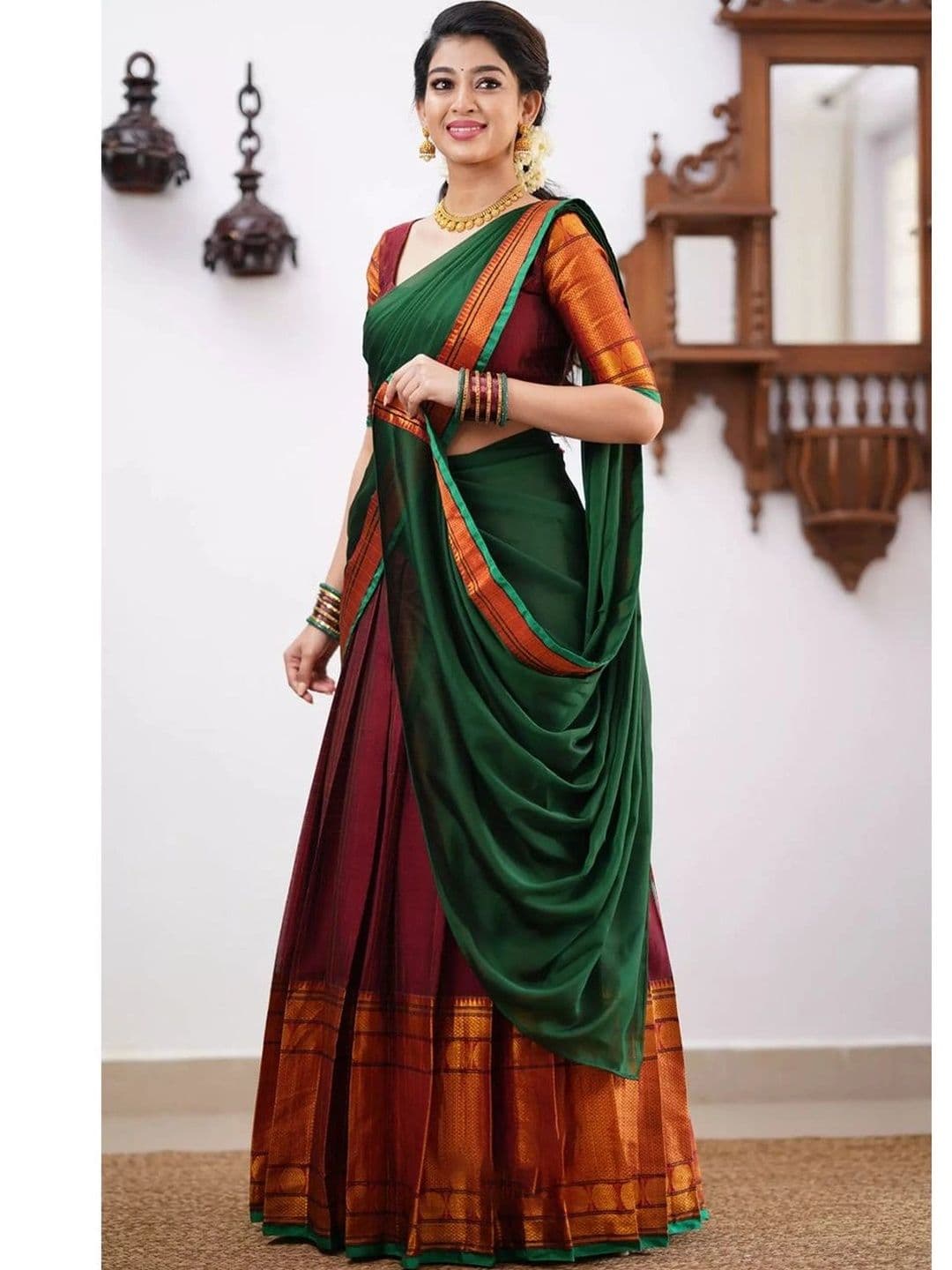 HERE&NOW Embellished Unstitched Lehenga & Blouse With Dupatta thumbnail 3