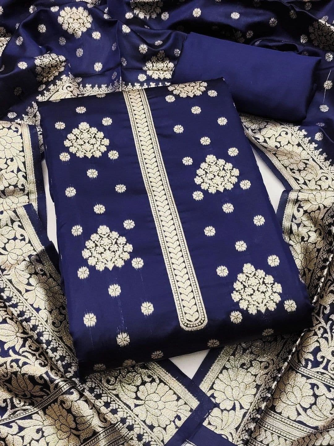 Milvia Art Silk Unstitched Dress Material - view 1