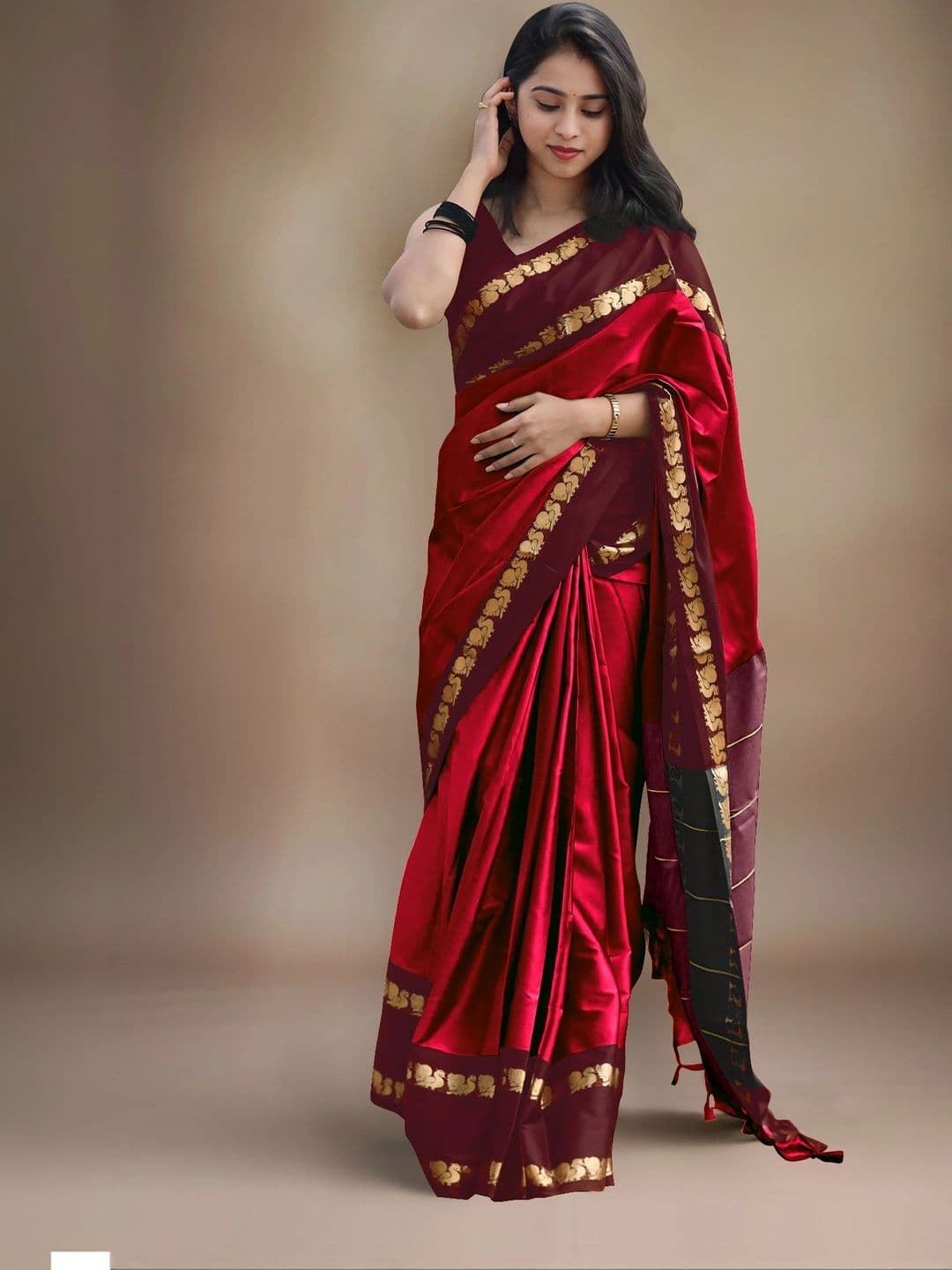 UMANTA Woven Design Zari Silk Cotton Designer Gadwal Saree - view 1