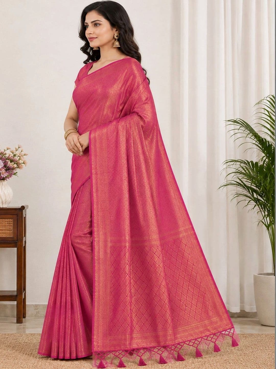Naarii n Sari Woven Design Zari Silk Blend Designer Saree thumbnail 5