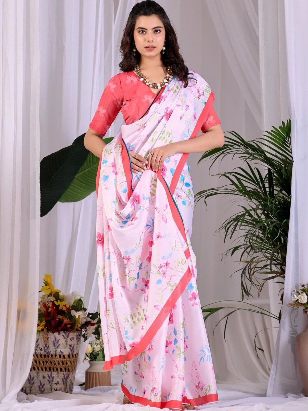 LeeliPeeri Designer Floral Satin Designer Saree thumbnail 2