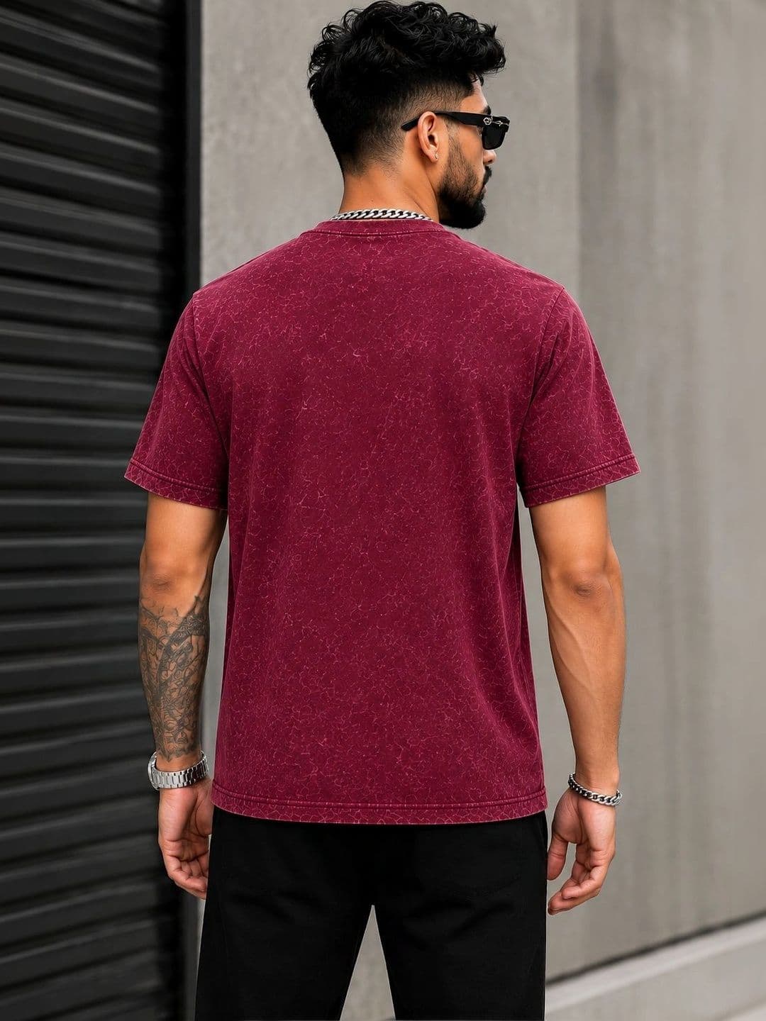 VELS CLOTHING Men Brand Logo Batman Dyed Bio Finish T-shirt thumbnail 4