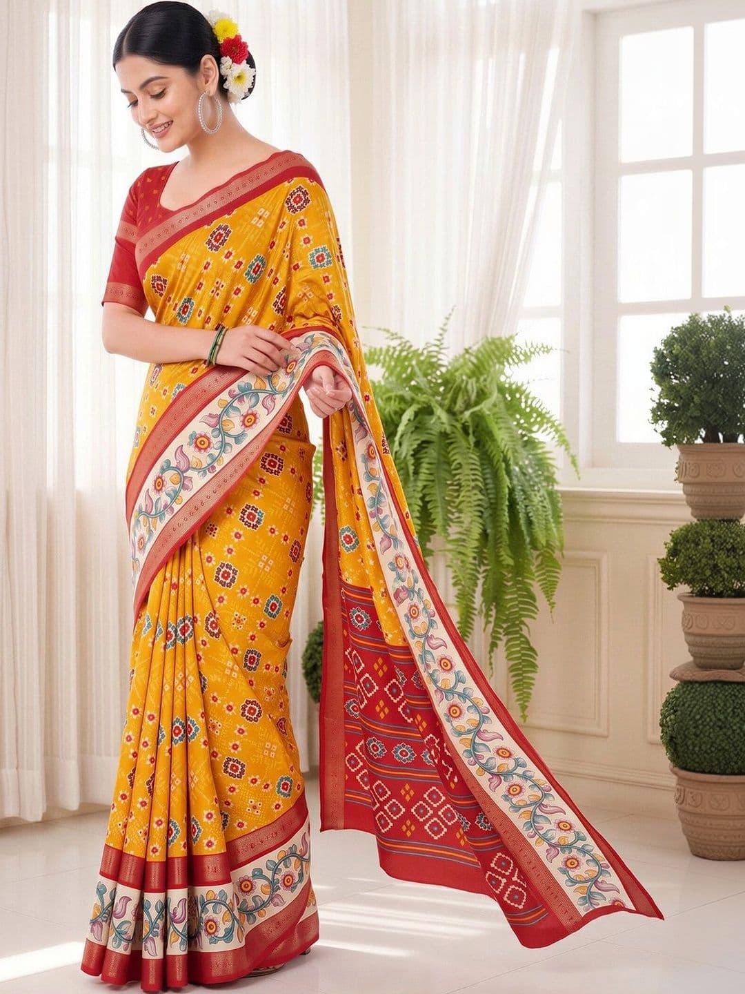 Anouk Ethnic Motifs Silk Blend Designer Patola Saree thumbnail 2