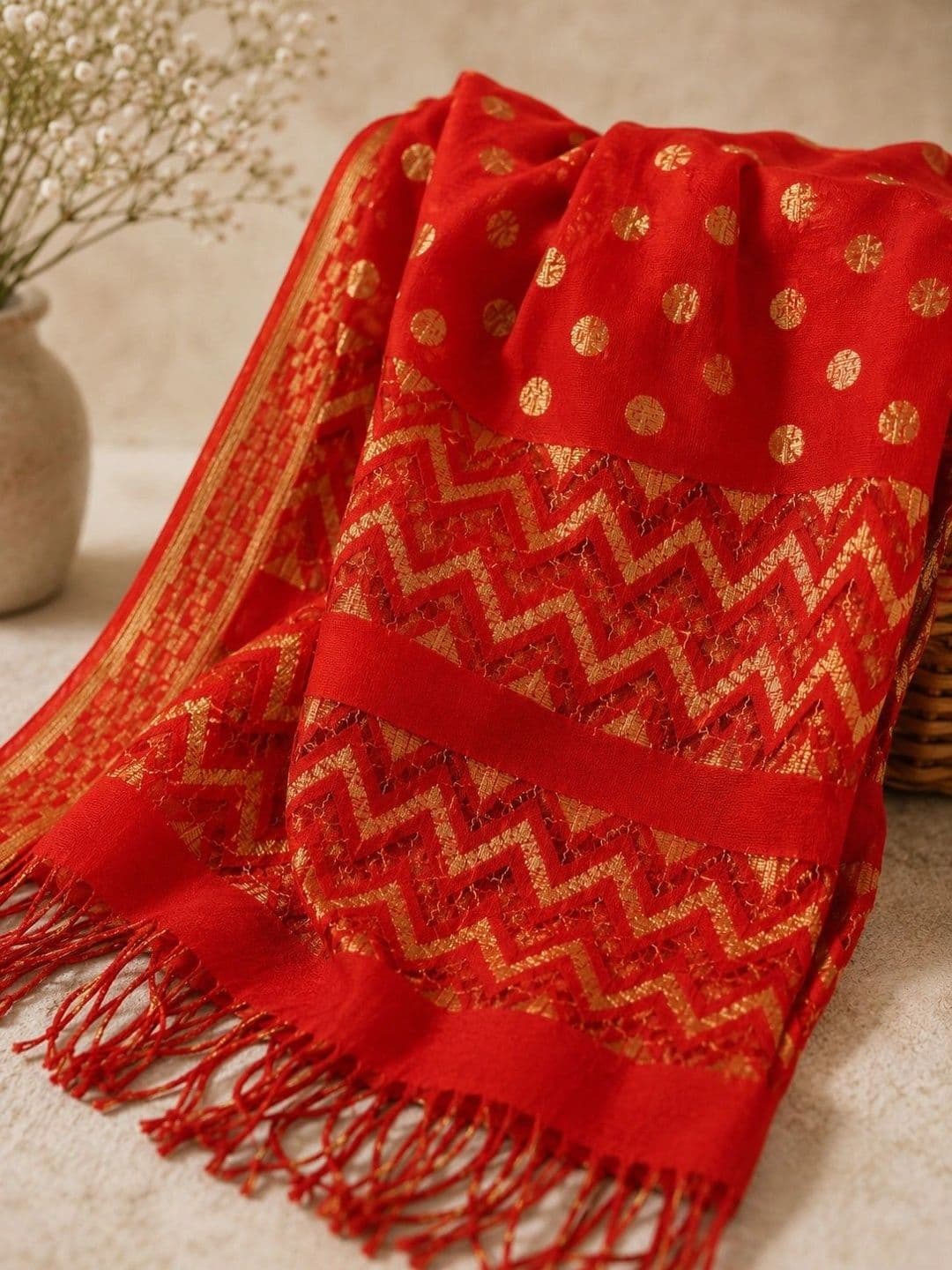 STUTI FASHION Woven Design Dupatta with Zari thumbnail 2