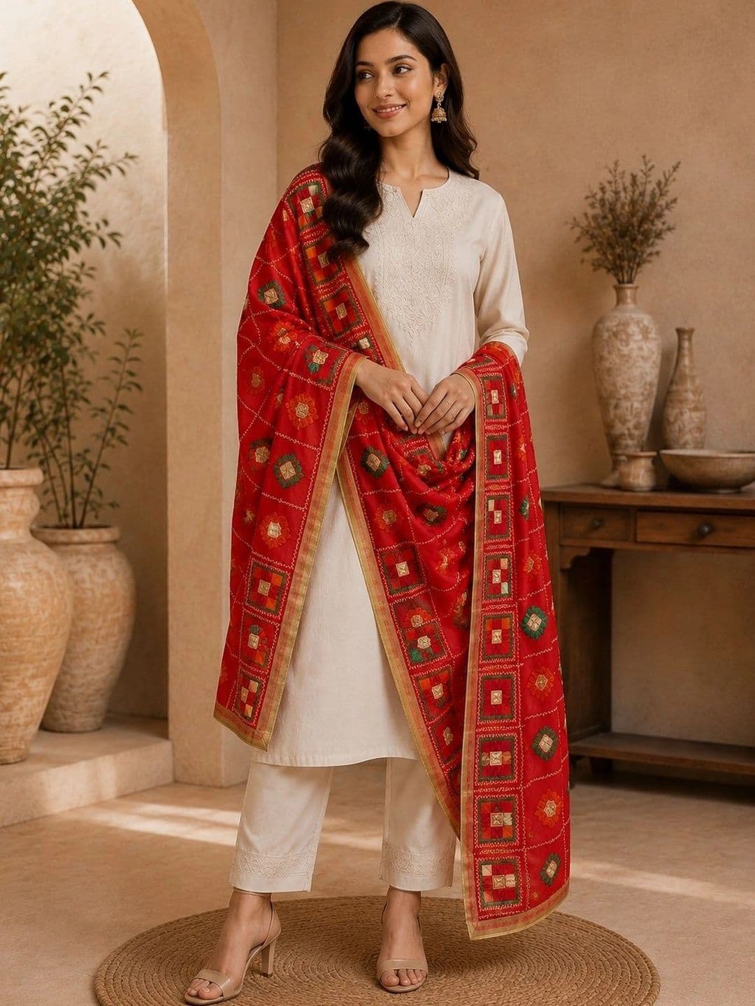 STUTI FASHION Embroidered Dupatta with Thread Work thumbnail 2