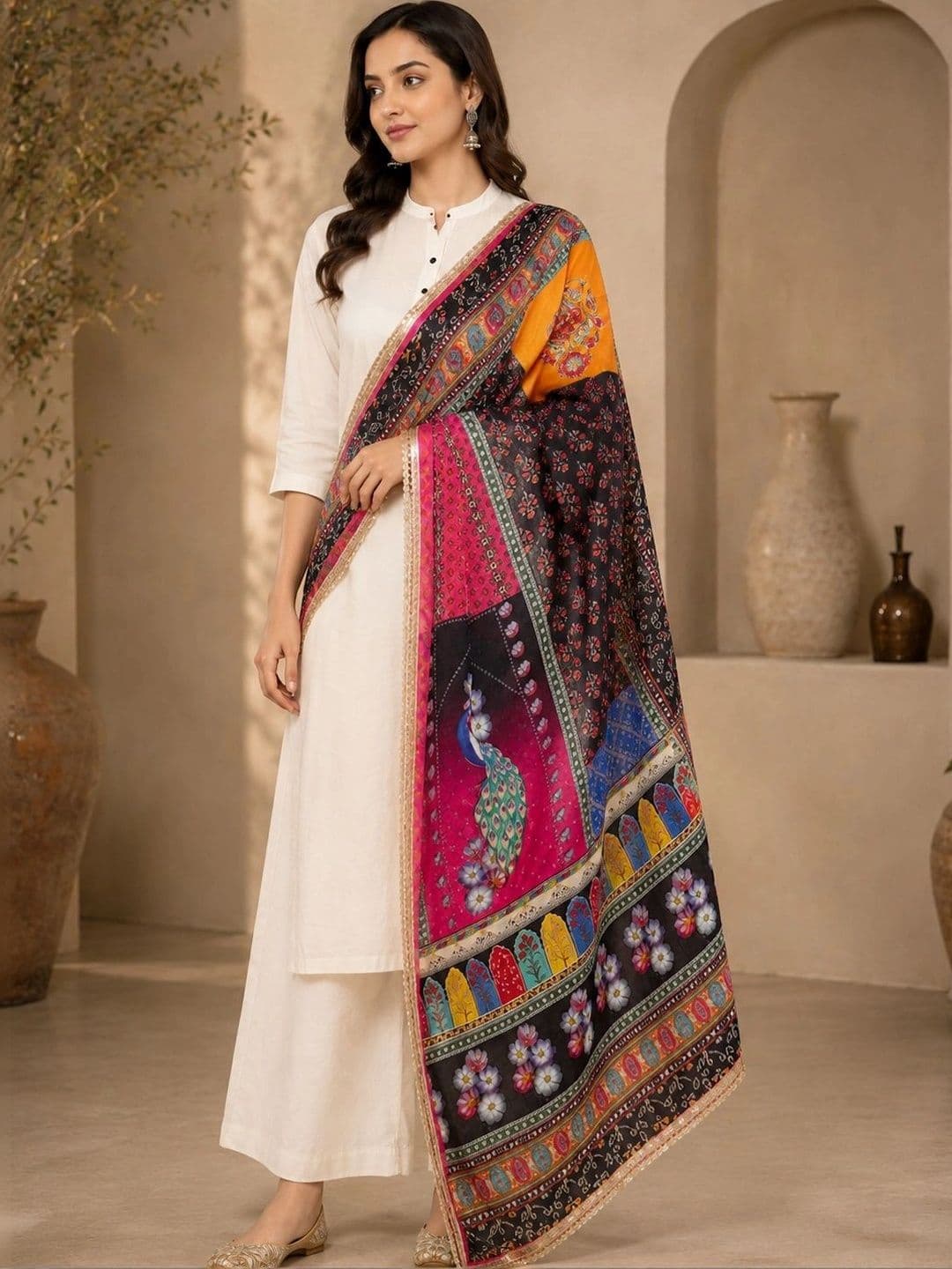 STUTI FASHION Ethnic Motifs Printed Dupatta with Zari thumbnail 3