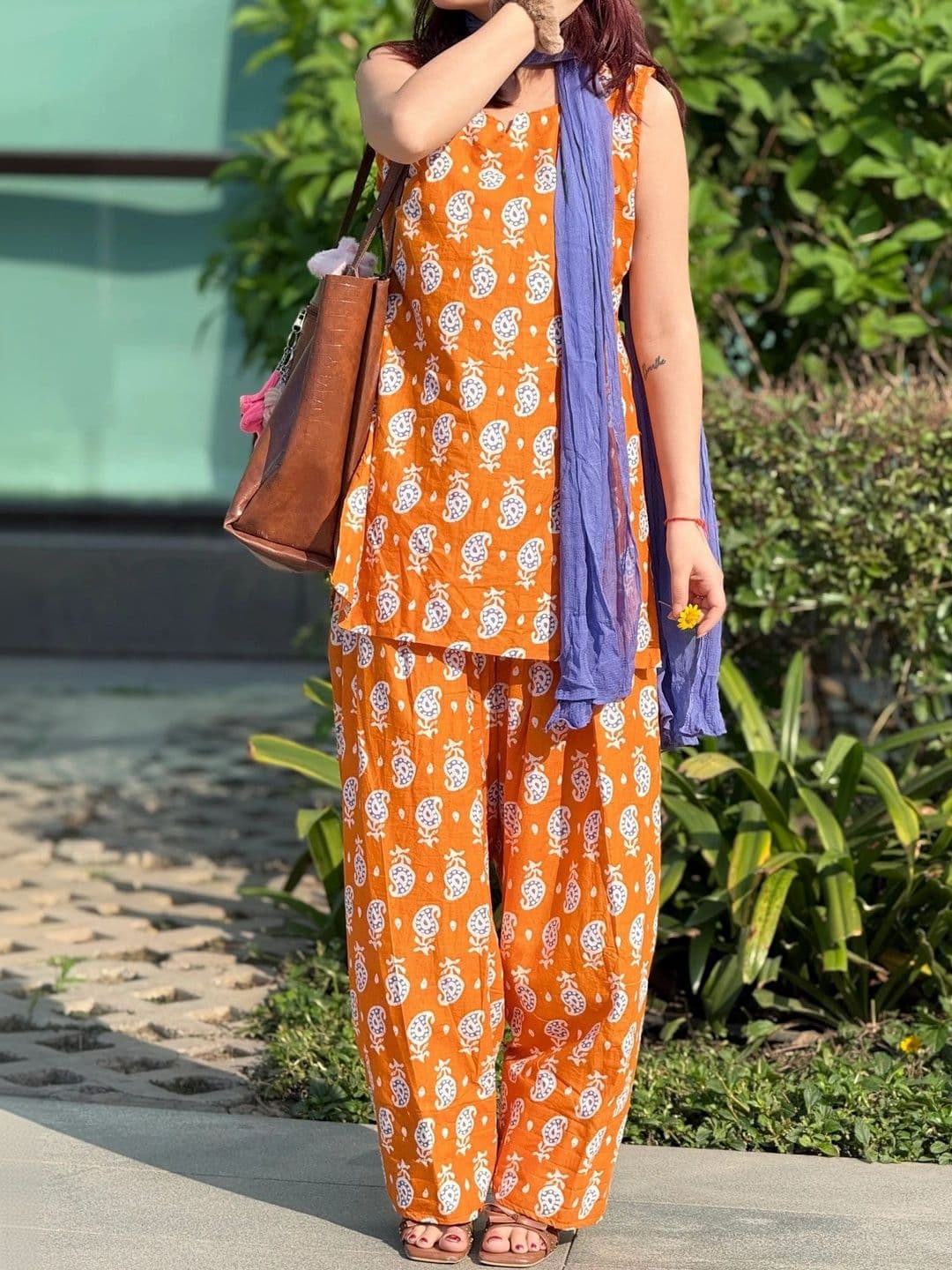 FANESHMA Women Ethnic Motifs Printed Regular Pure Cotton Kurta with Palazzos & With Dupatta thumbnail 2