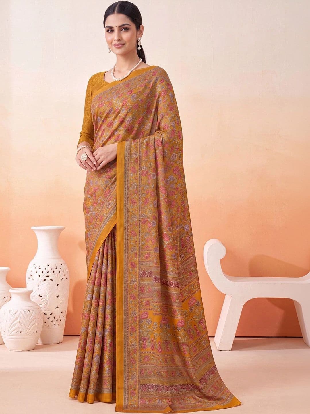 Anouk Floral Poly Crepe Designer Saree thumbnail 4