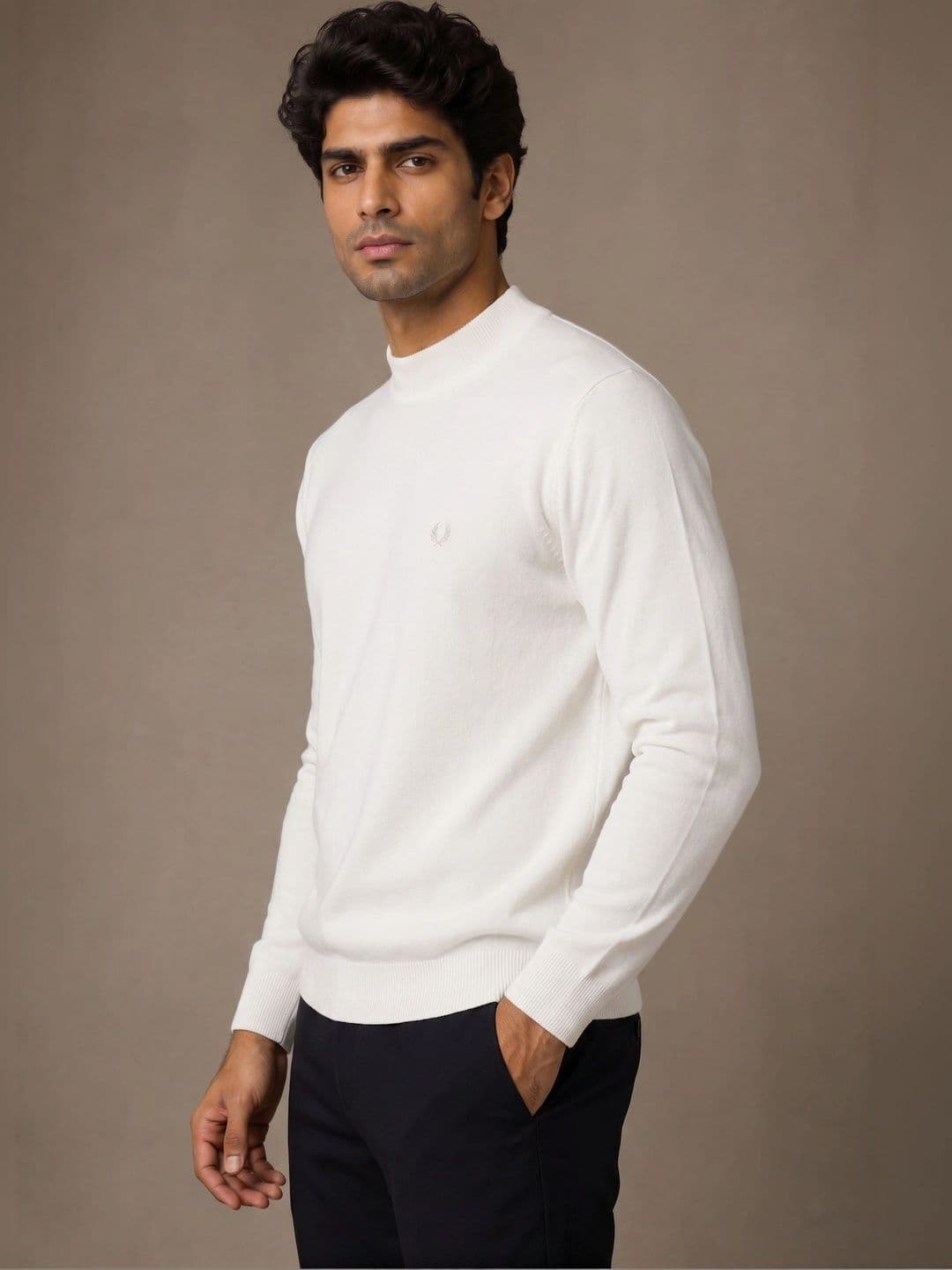 HERE&NOW Men Cotton Regular Fit High-Neck Pullover thumbnail 2