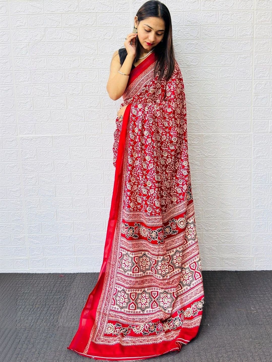 FABBRITY Paisley Mirror Work Pure Cotton Designer Saree thumbnail 5