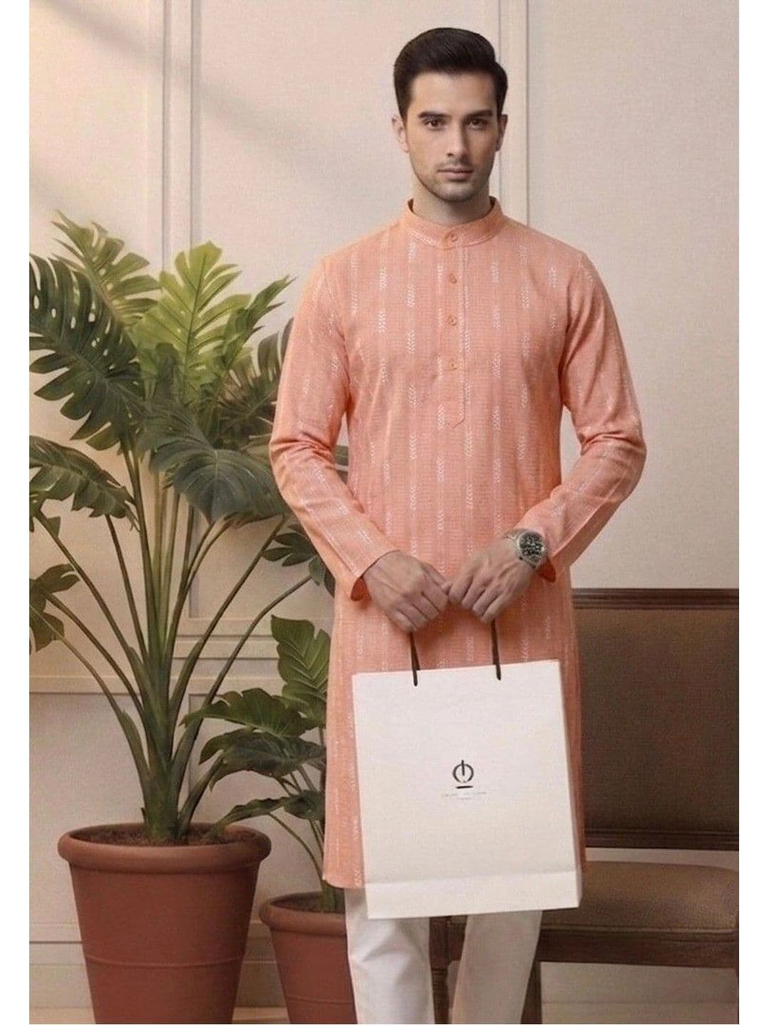 Sypher Boutique Men Dobby Handloom Kurta thumbnail 3