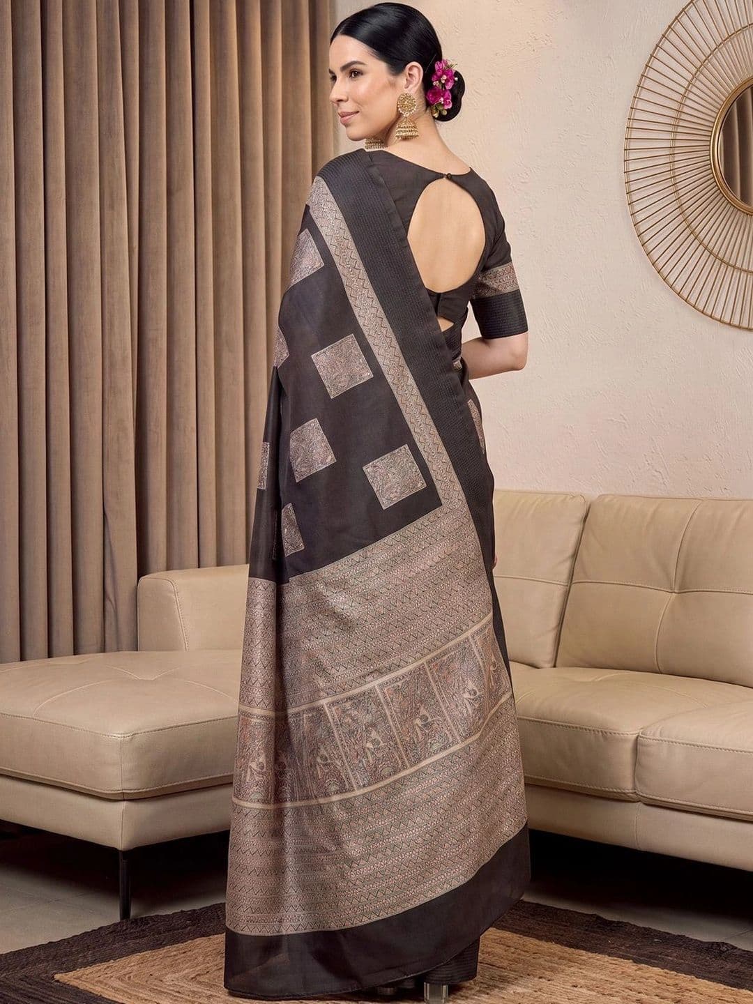 Anouk Woven Design Zari Silk Blend Designer Tussar Saree thumbnail 2