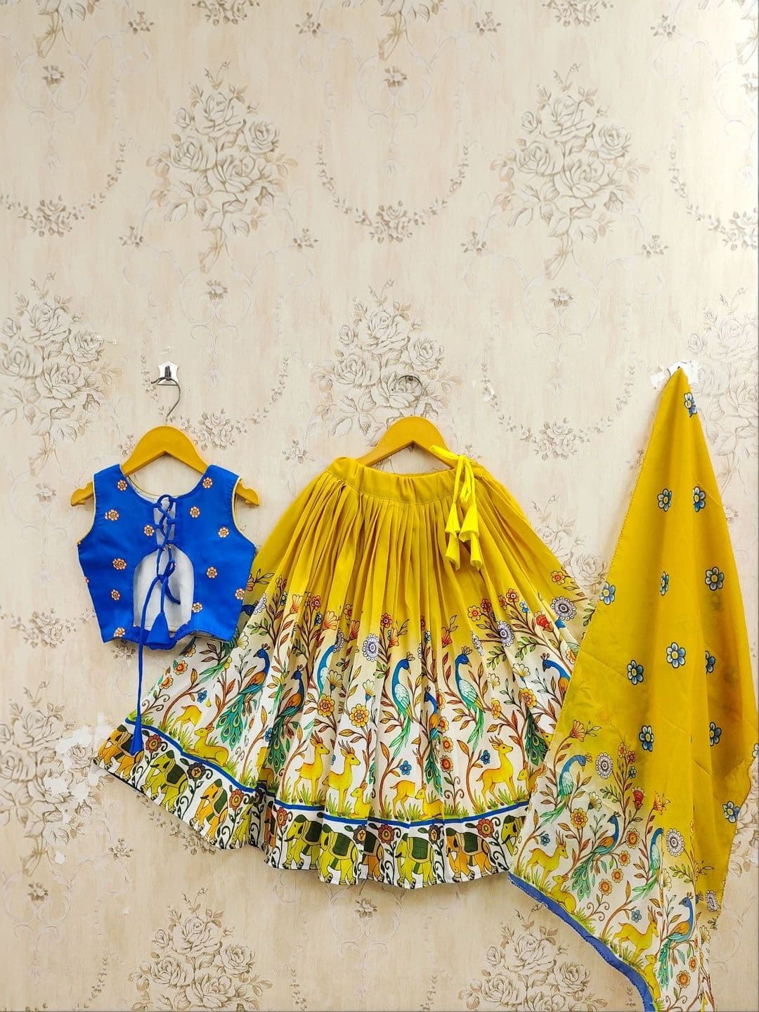 KALINI Girls Printed Kalamkari Ready to Wear Lehenga & Blouse With Dupatta thumbnail 7