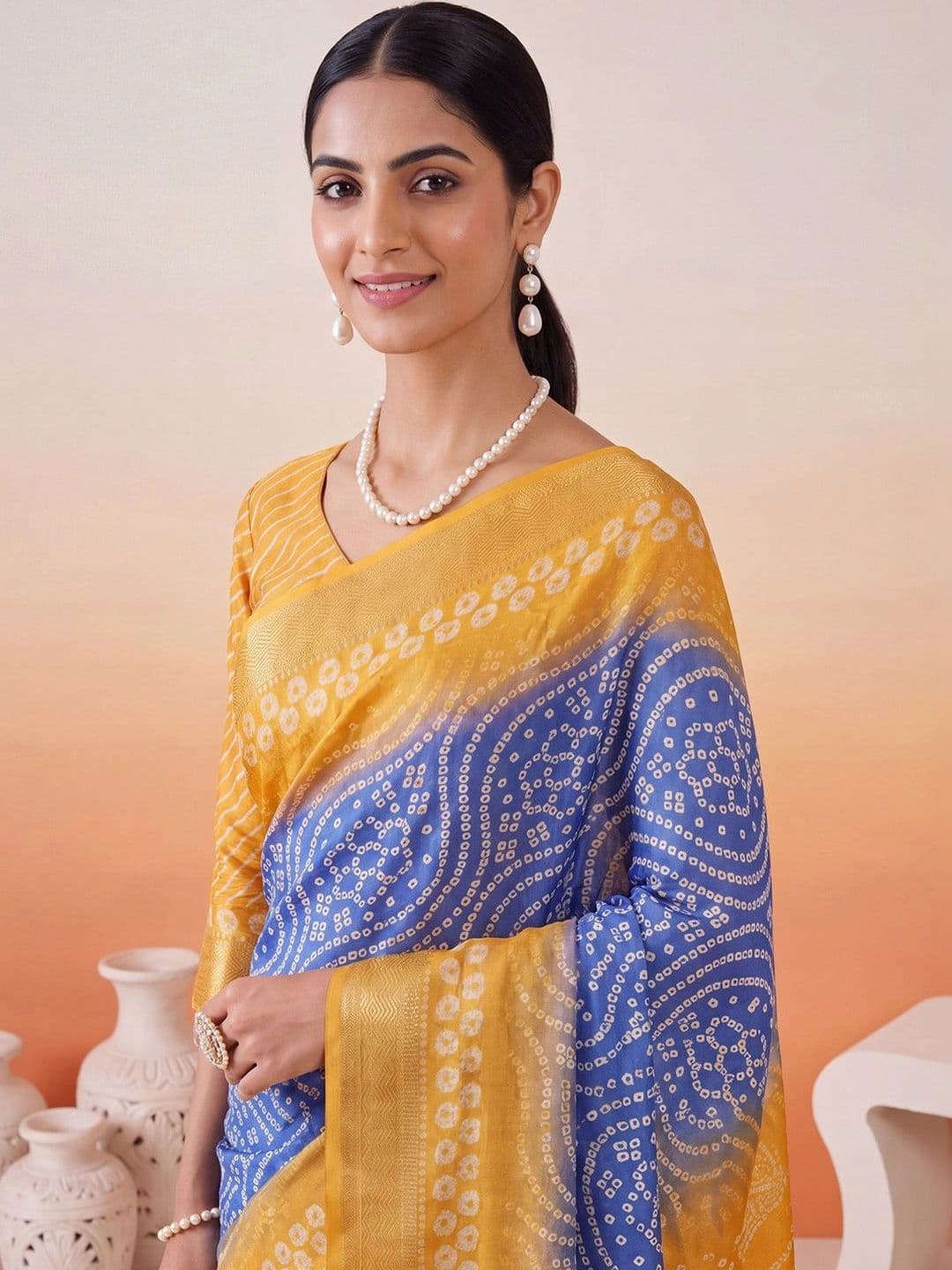 Anouk Bandhani Zari Designer Bandhani Saree thumbnail 6