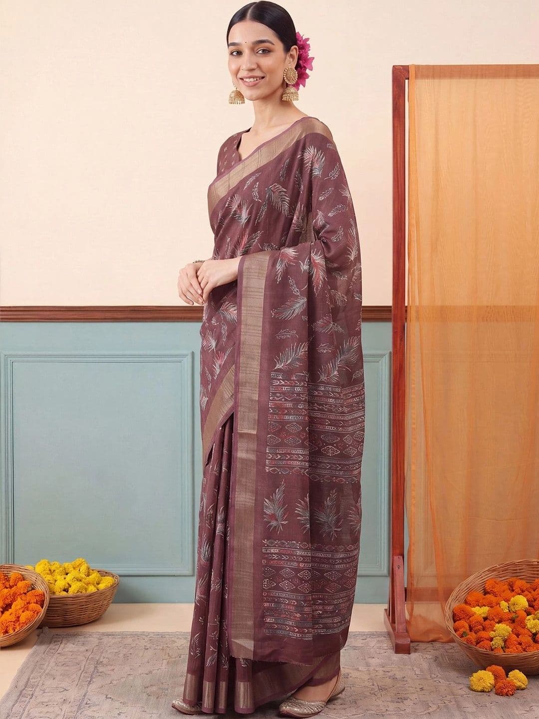 Anouk Zari Silk Blend Designer Saree thumbnail 2
