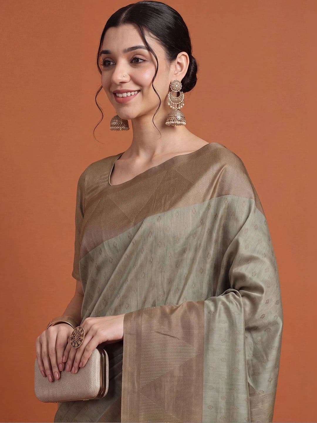 Anouk Woven Design Silk Blend Designer Tussar Saree thumbnail 2