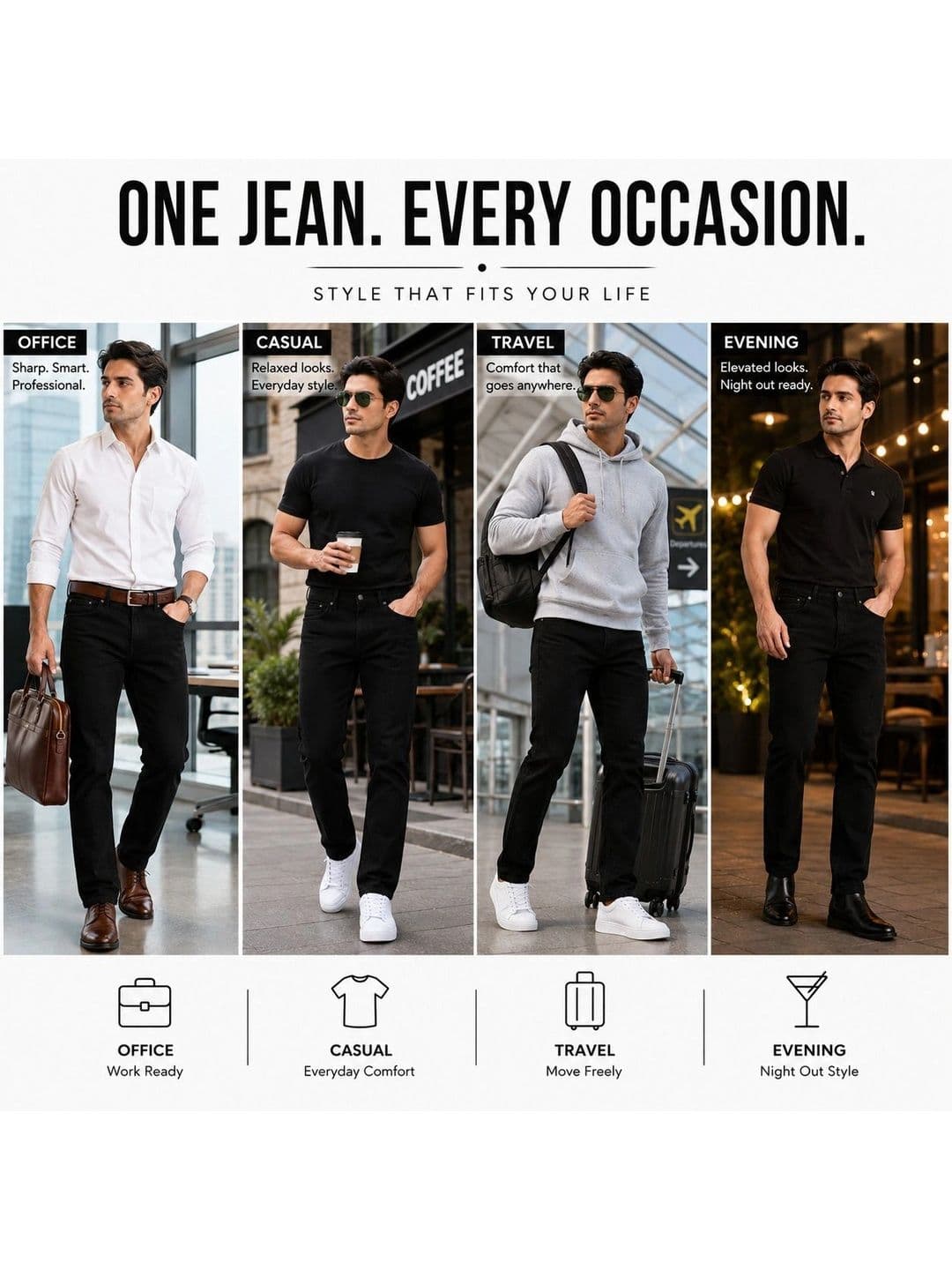 Mast & Harbour Men Straight Fit High-Rise Stretchable Jeans thumbnail 6
