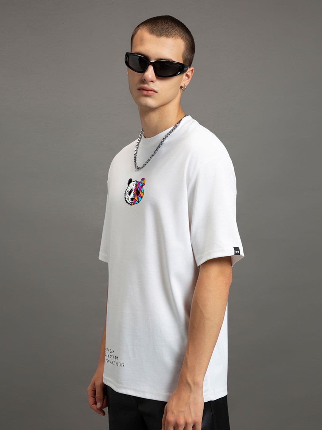 Bewakoof Men Better White Printed Graphic Cotton Drop-Shoulder Sleeves Oversized Fit T-shirt thumbnail 2