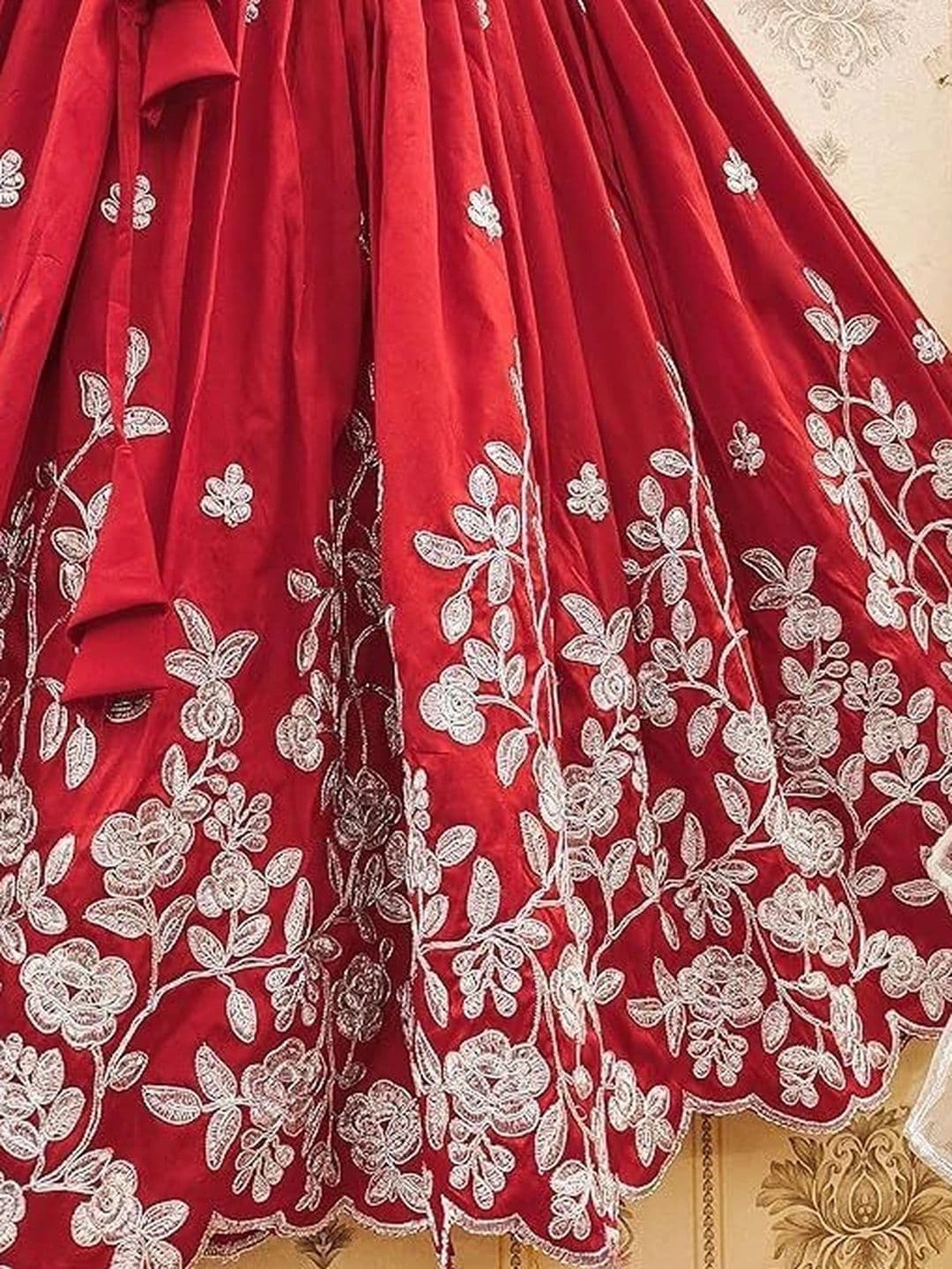 KALINI Girls Embroidered Thread Work Ready to Wear Lehenga & Blouse With Dupatta thumbnail 4