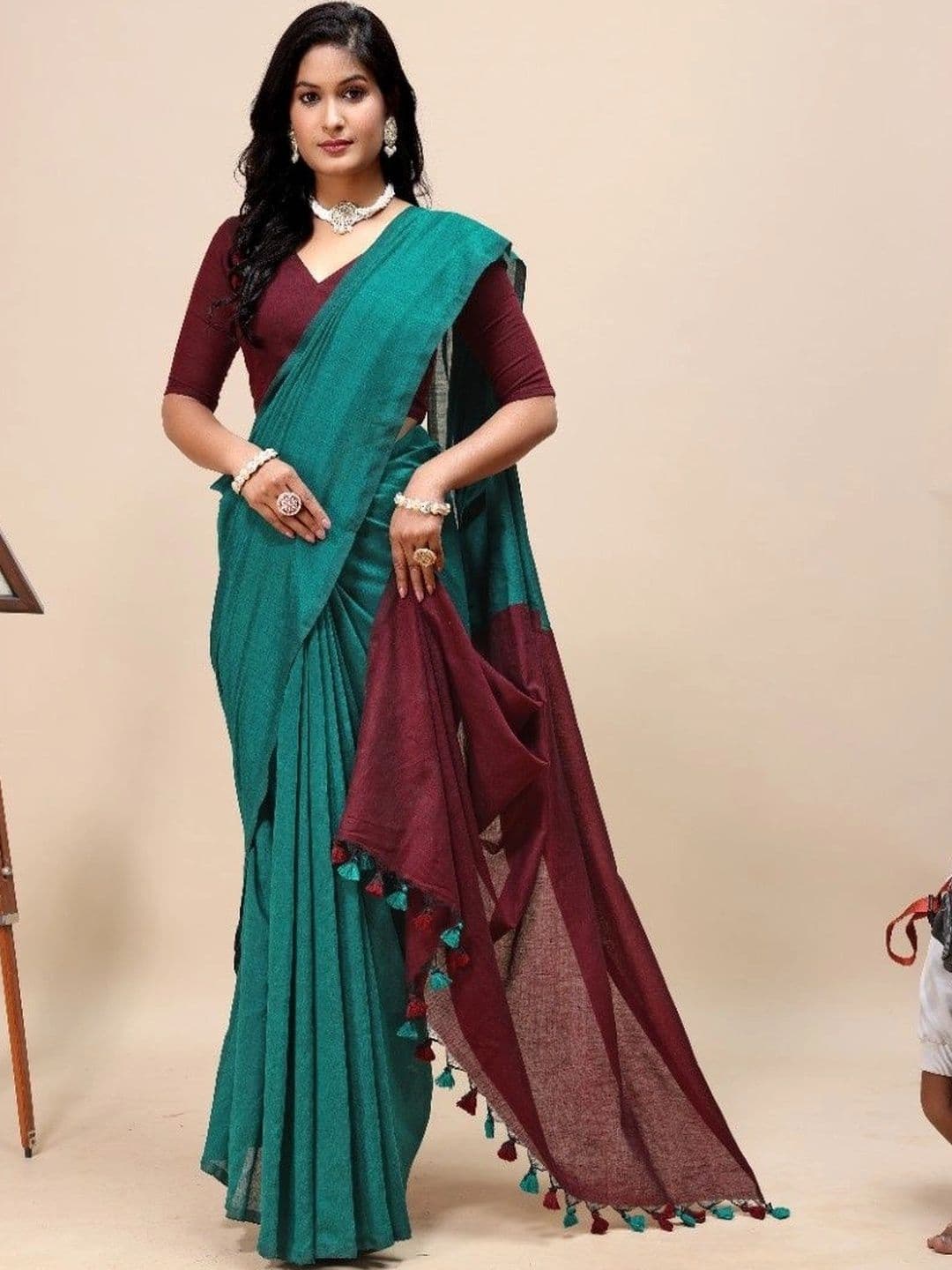 aeriebier Zari Khadi Saree thumbnail 5