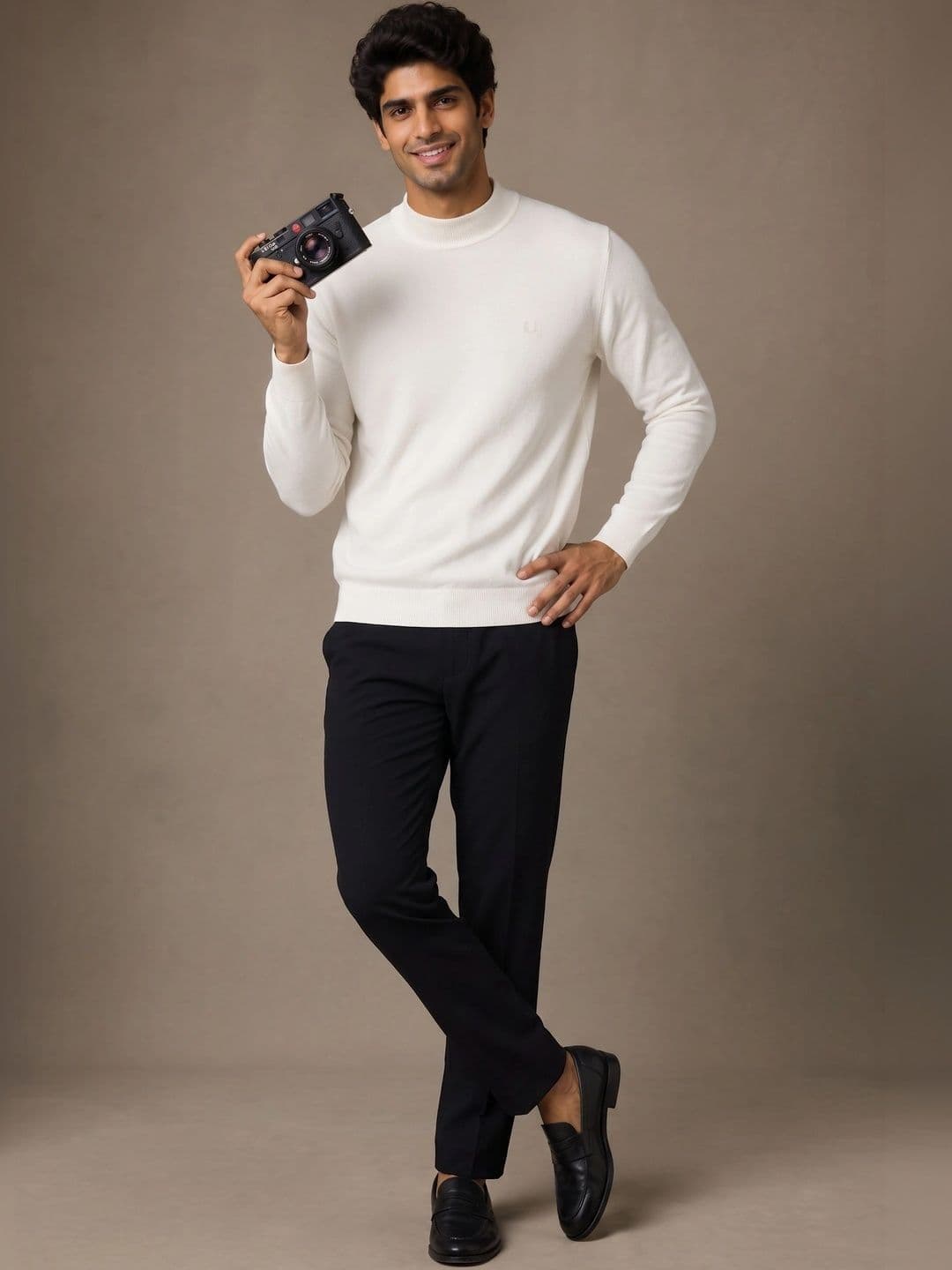 HERE&NOW Men Cotton Regular Fit High-Neck Pullover thumbnail 5