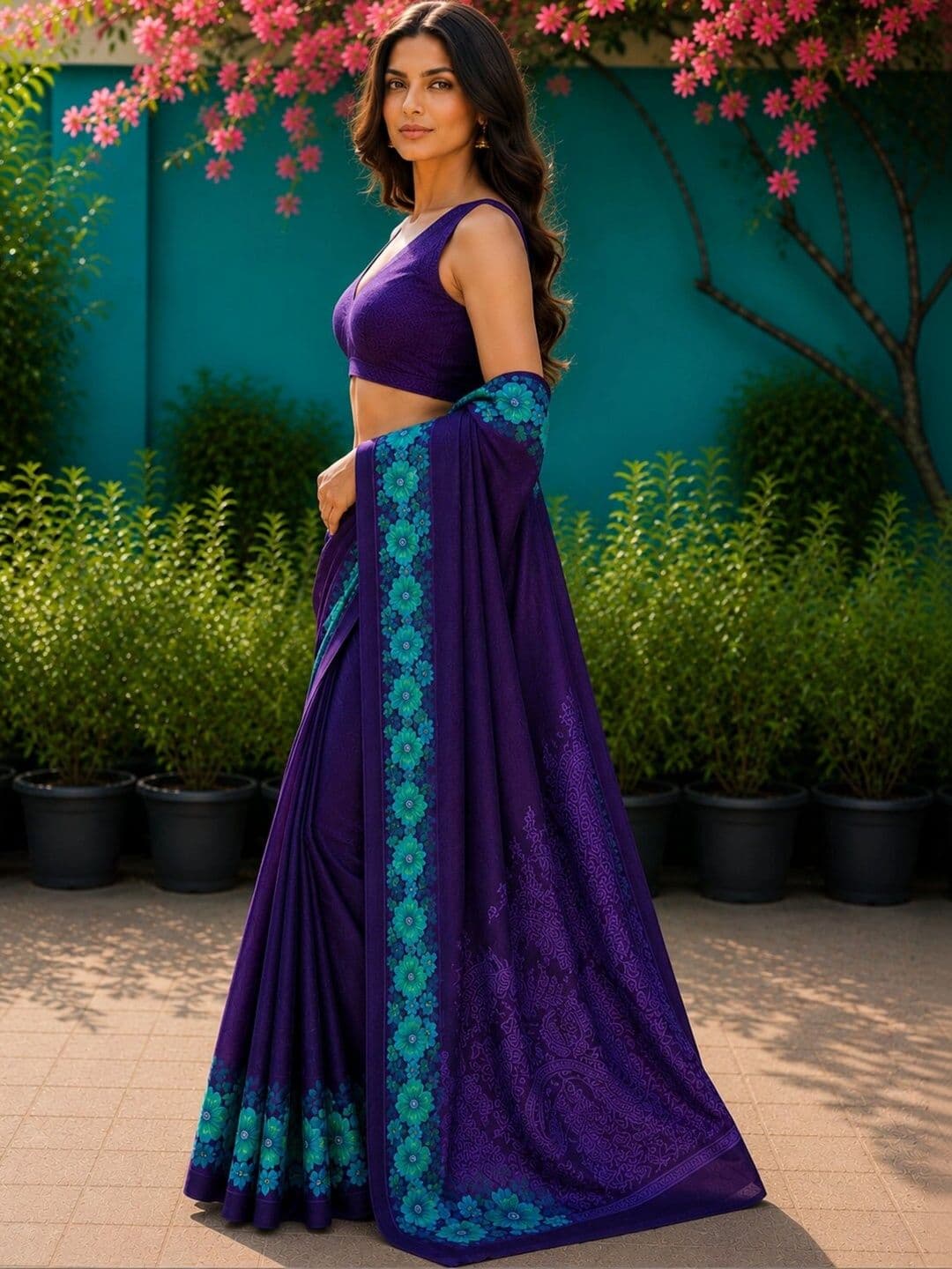 DIVASTRI Floral Art Silk Designer Saree thumbnail 4