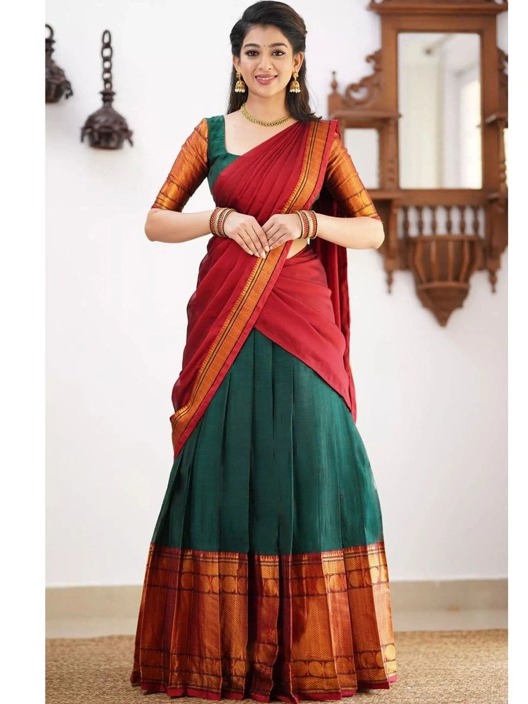 HERE&NOW Women Unstitched Lehenga & Blouse With Dupatta - view 1