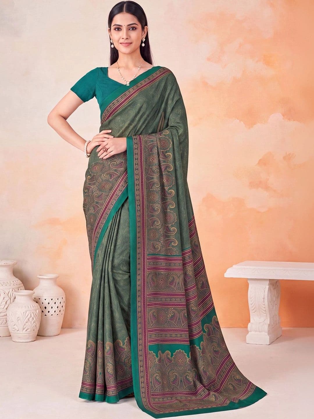 Anouk Paisley Poly Crepe Designer Saree - view 1