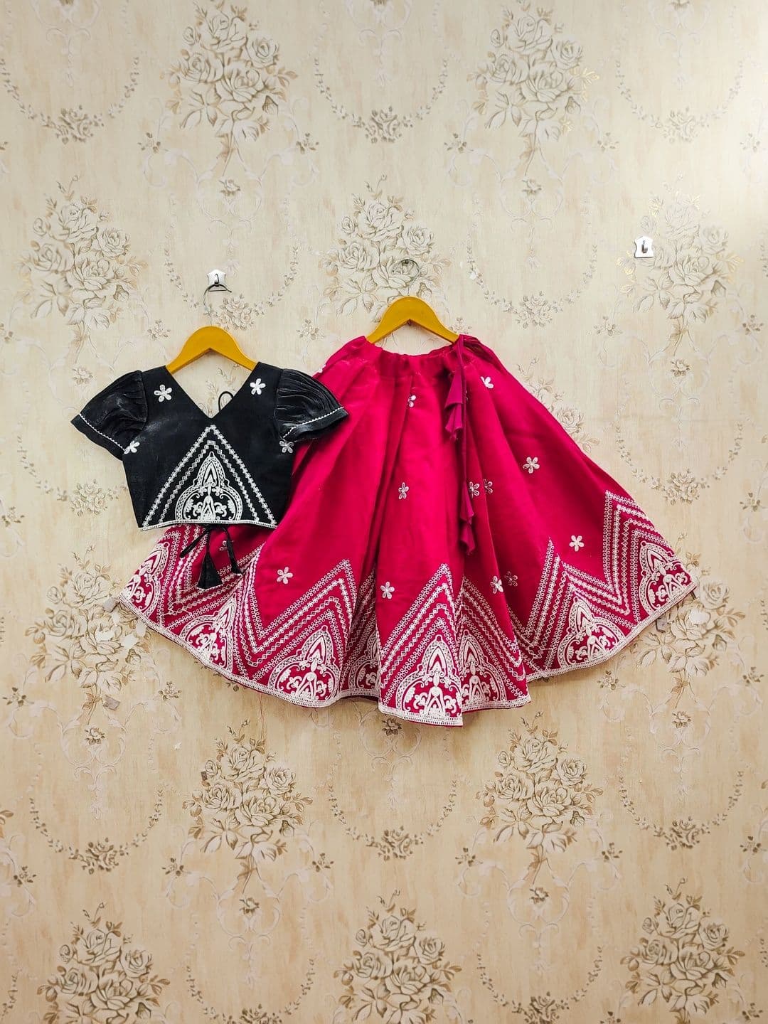 KALINI Girls Embroidered Thread Work Ready to Wear Lehenga & thumbnail 3