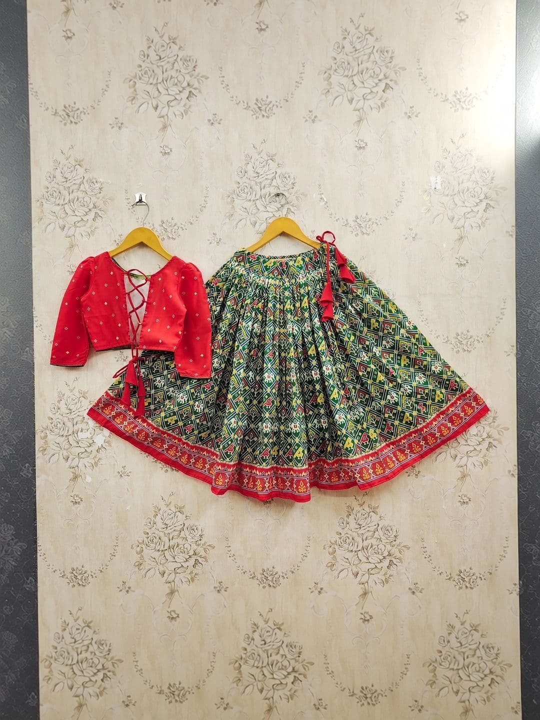 KALINI Girls Embroidered Ikat Ready to Wear Lehenga & thumbnail 7