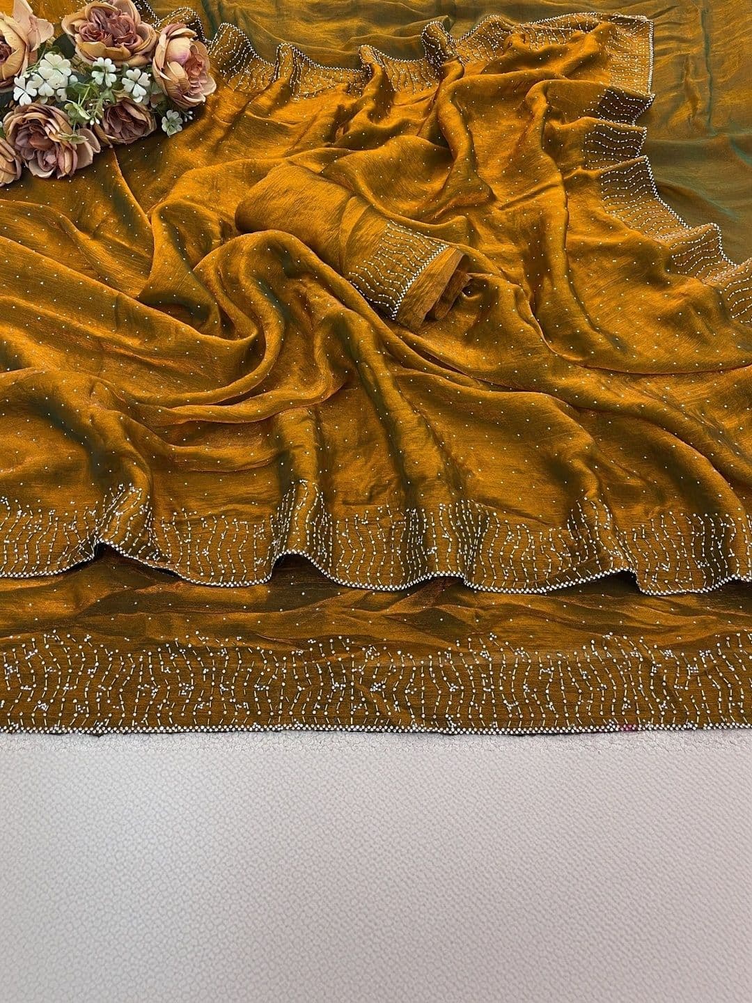 shreevali creation Embellished Embroidered Pure Chiffon Saree thumbnail 5