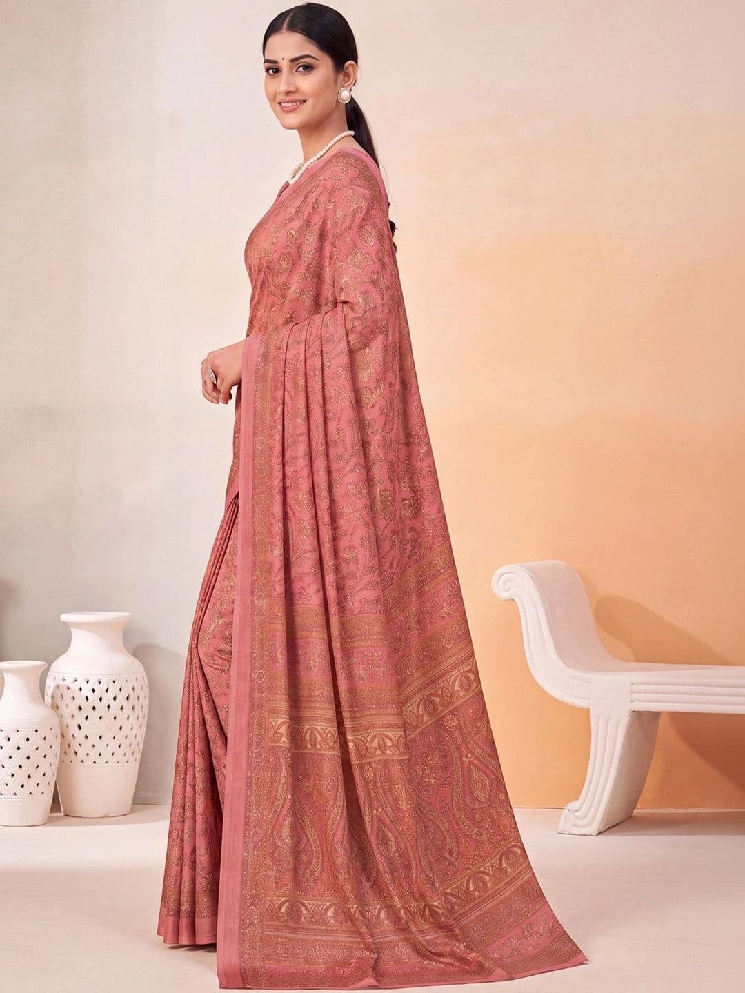 Anouk Paisley Poly Crepe Designer Saree thumbnail 2