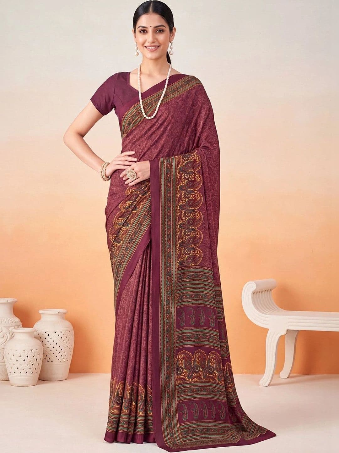 Anouk Paisley Poly Crepe Designer Saree - view 1