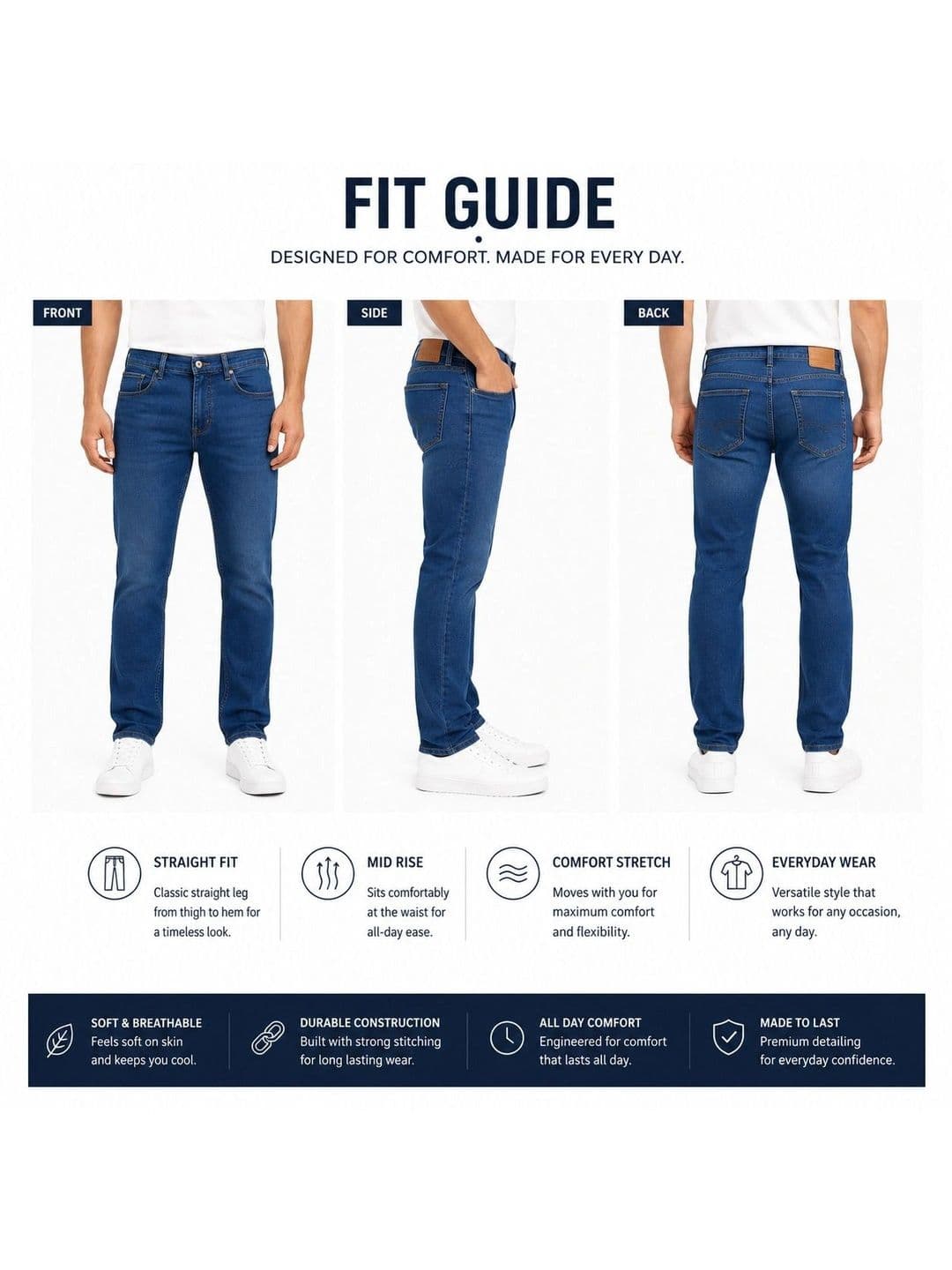 Mast & Harbour Men Straight Fit High-Rise Stretchable Jeans thumbnail 4
