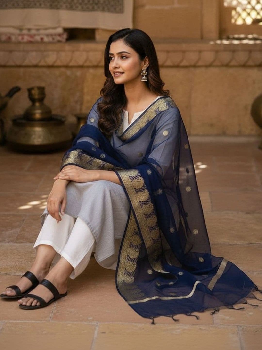 STUTI FASHION Ethnic Motifs Woven Design Art Silk Dupatta with Zari thumbnail 4