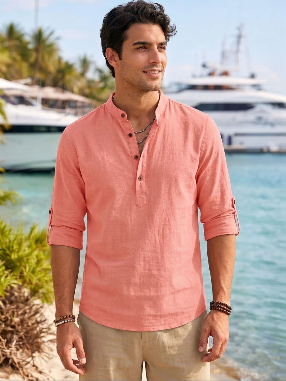 Royalscout Men Standard Band Collar Straight Kurta - view 1
