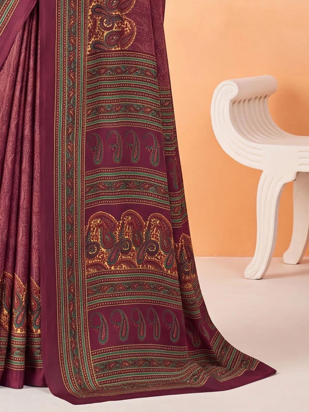 Anouk Paisley Poly Crepe Designer Saree thumbnail 7