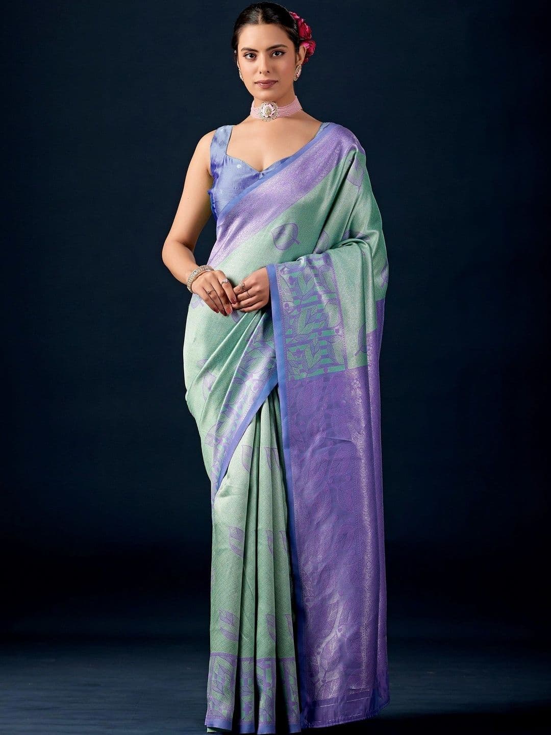 ERIKA Woven Design Zari Silk Blend Designer Banarasi Saree - view 1
