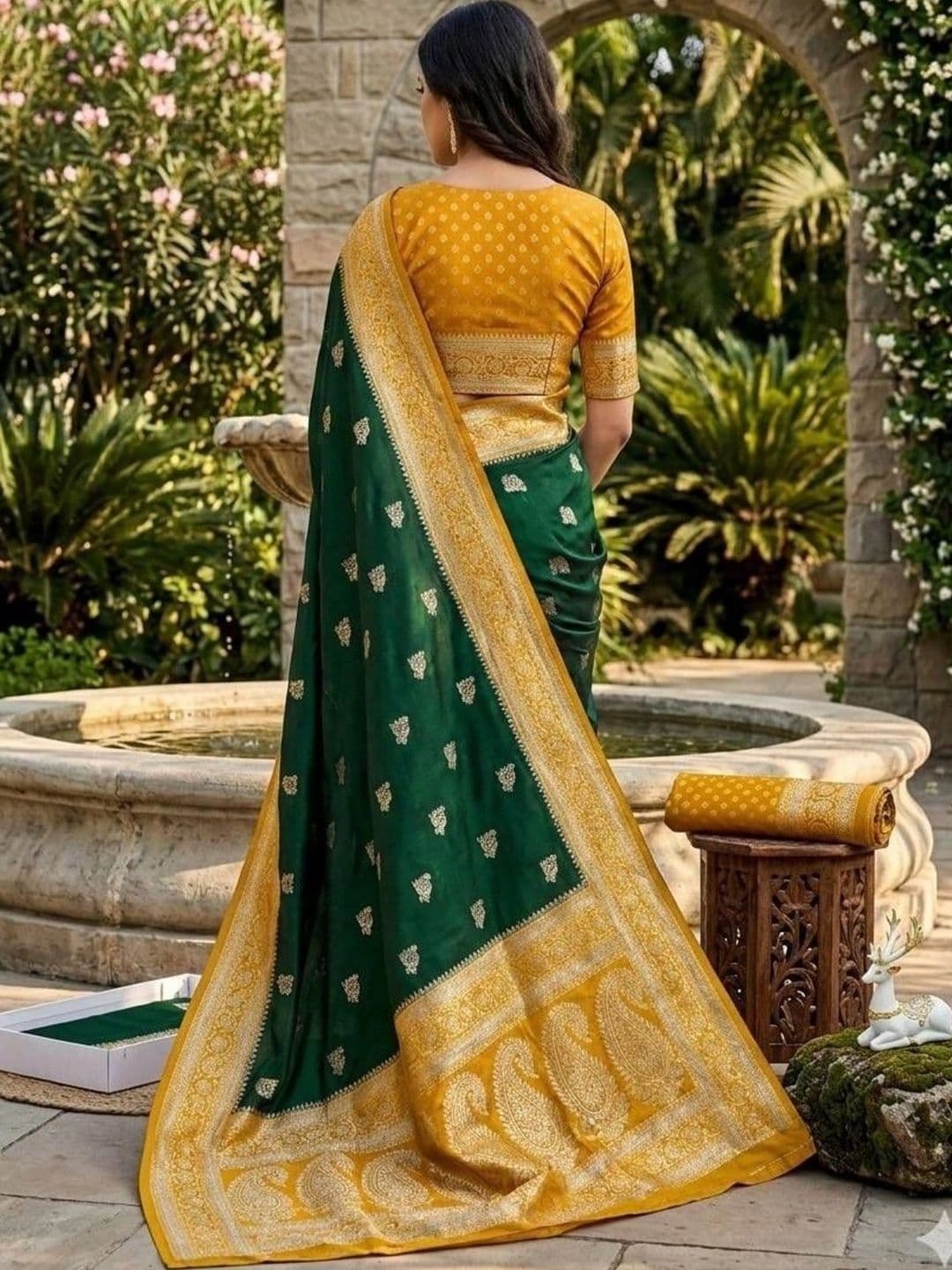all about you Woven Design Zari Silk Blend Heavy Work Kanjeevaram Saree thumbnail 3
