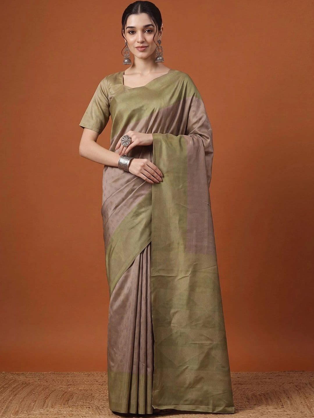 Anouk Floral Silk Blend Designer Tussar Saree - view 1