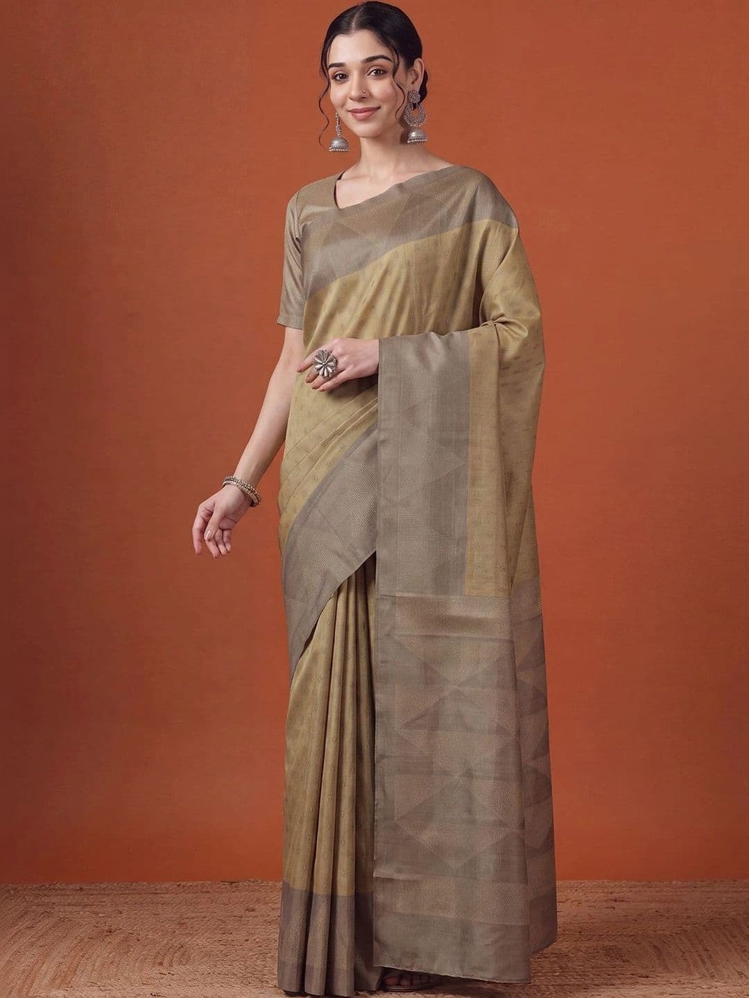 Anouk Floral Silk Blend Designer Tussar Saree - view 1