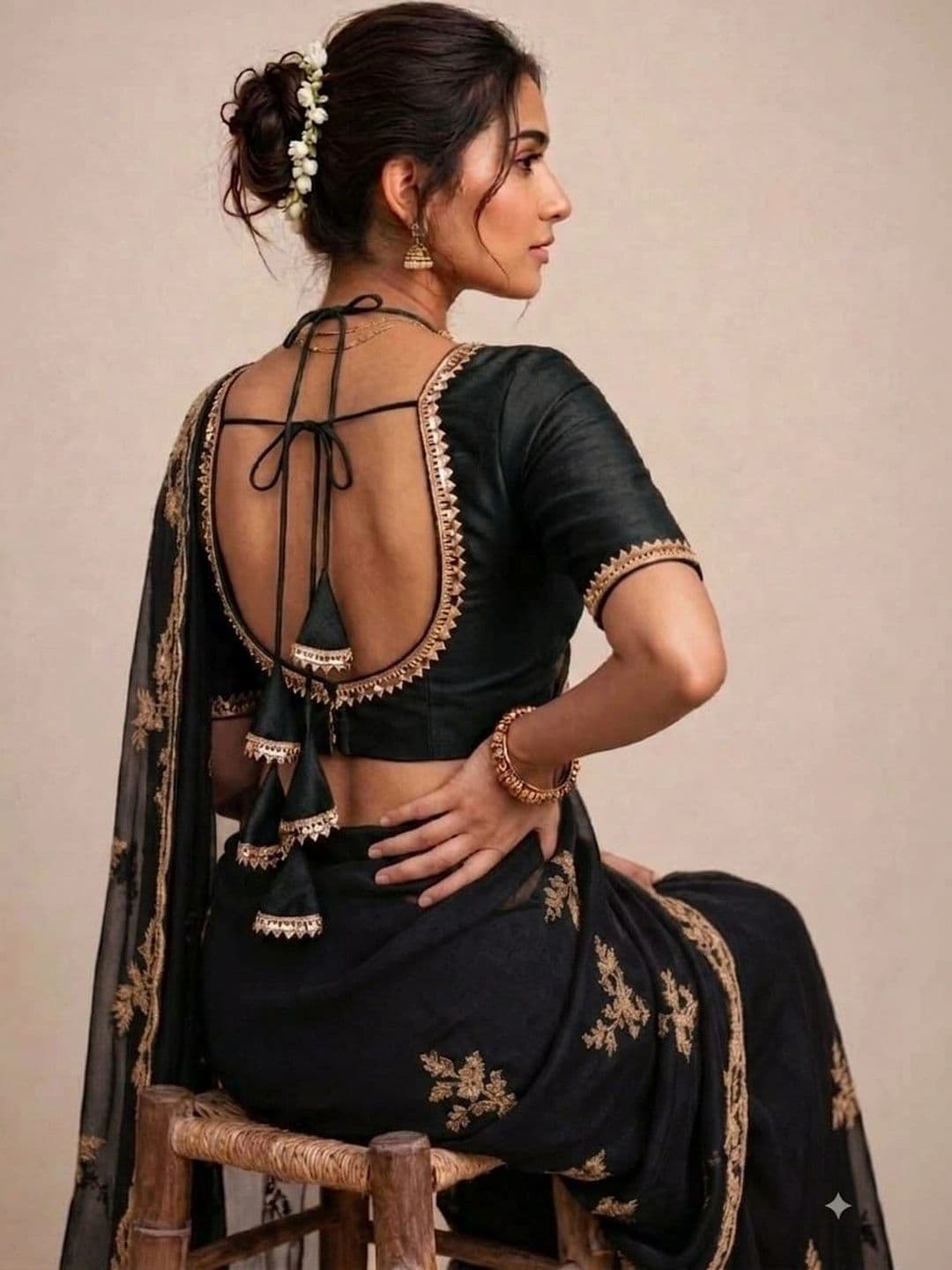 Binatex Silk Embellished Zari Saree Blouse thumbnail 7