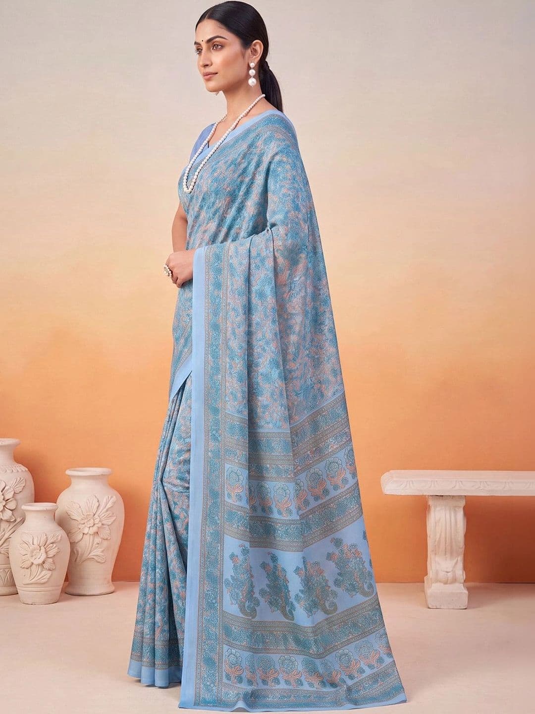Anouk Floral Poly Crepe Designer Saree thumbnail 5