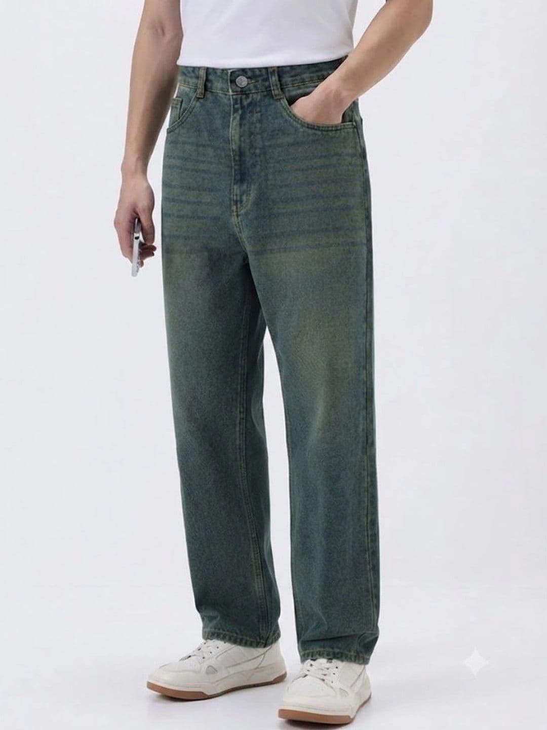 PINKLIT Men Straight Fit Mid-Rise Light Fade Jeans - view 1