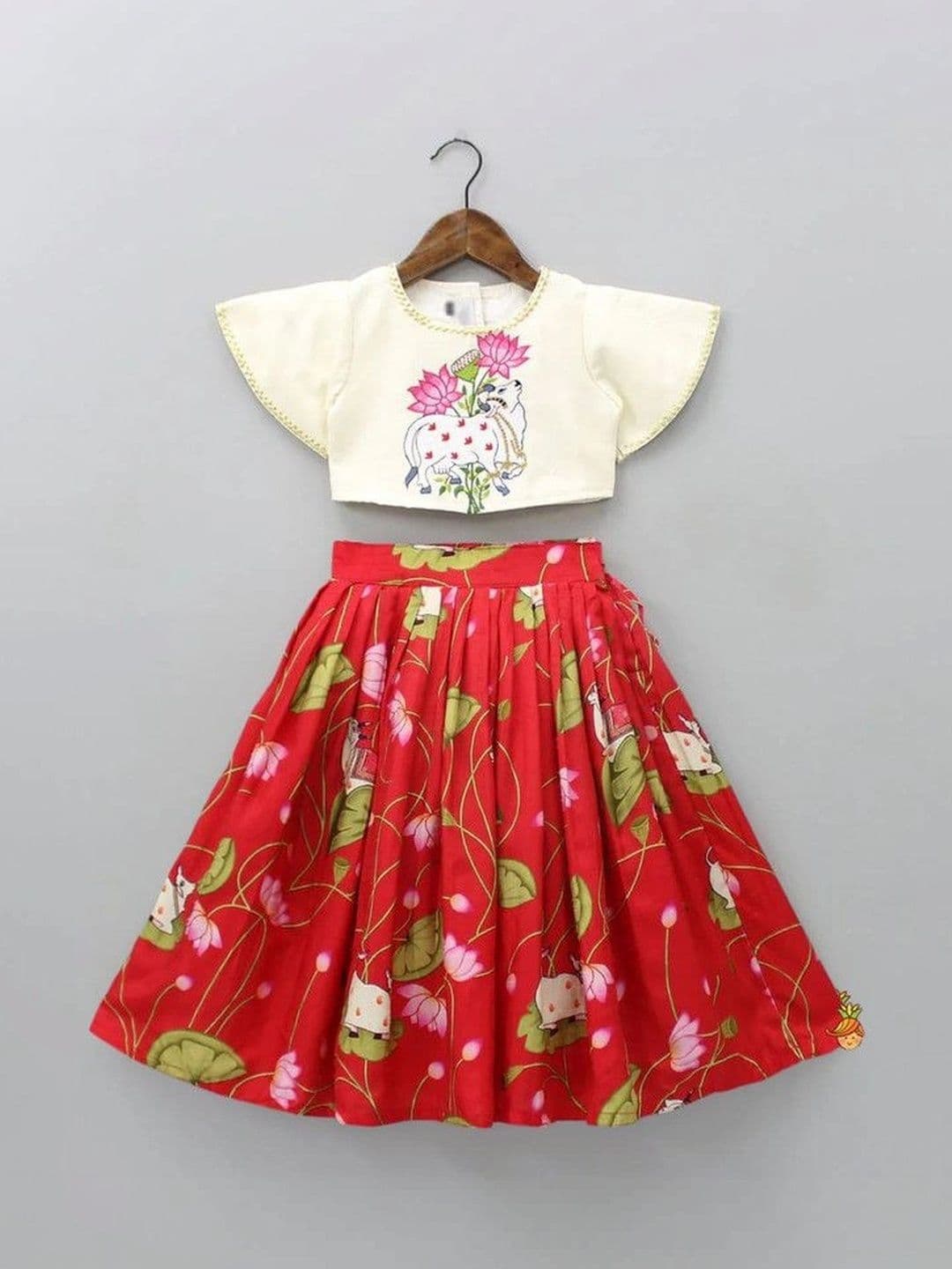 KALINI Girls Printed Ready to Wear Lehenga & thumbnail 3